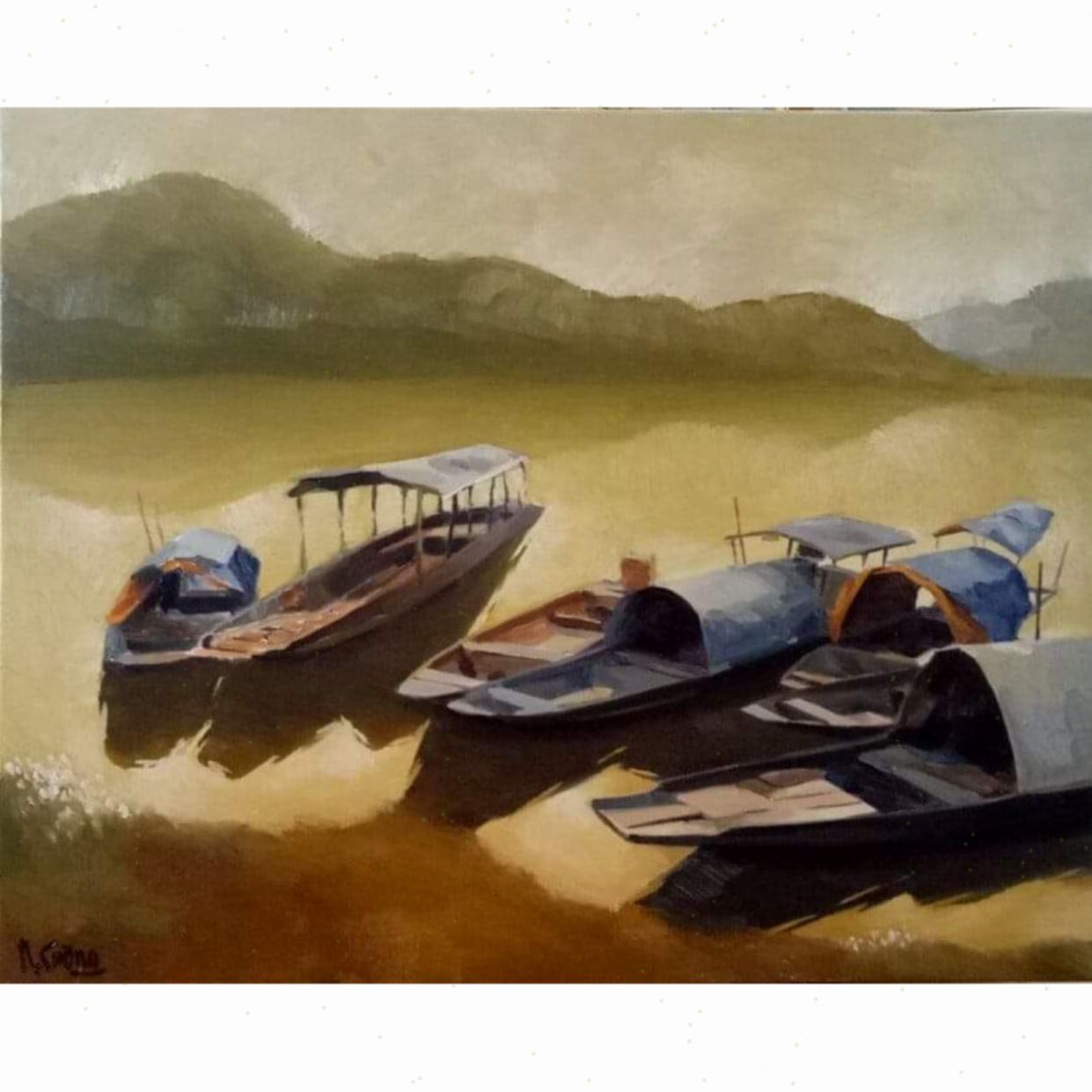 Tranh Đỗ Cường Bến Vắng Sơn Dầu 100x80cm - Nghệ Thuật Độc Đáo 