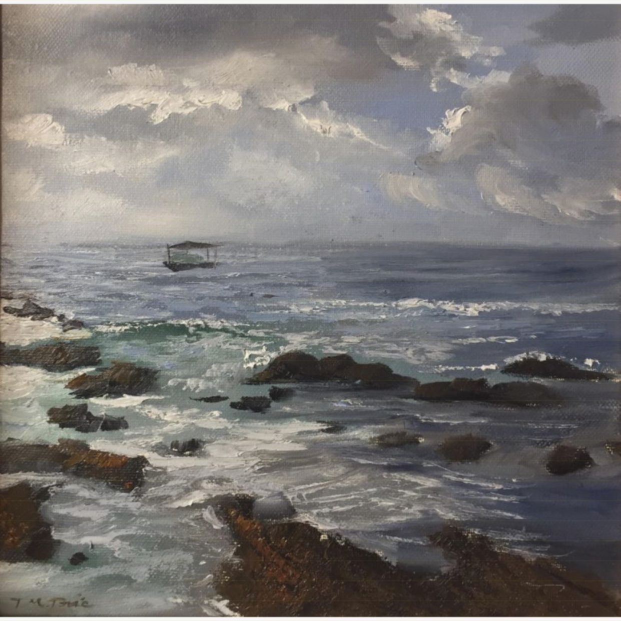 Tranh Minh Đức Chiều Biển Khóc Sơn Dầu 40x40cm Đẹp Sang 