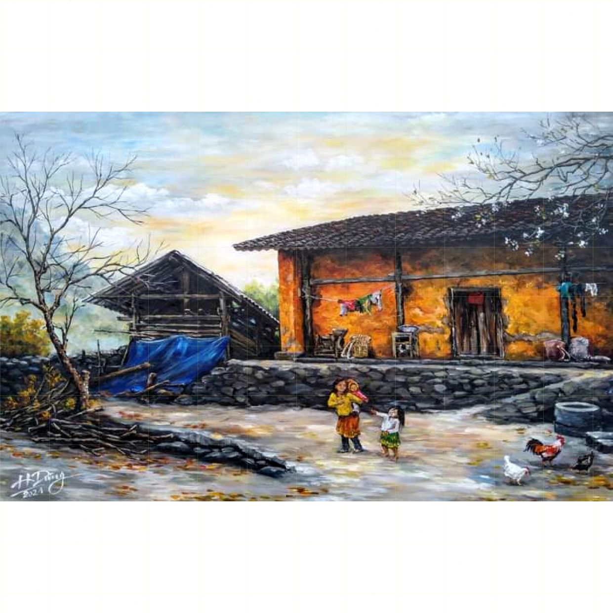 Tranh Phong Cảnh Mẹ Vắng Nhà Acrylic 60x85cm Độc Đáo Tặng Quà 