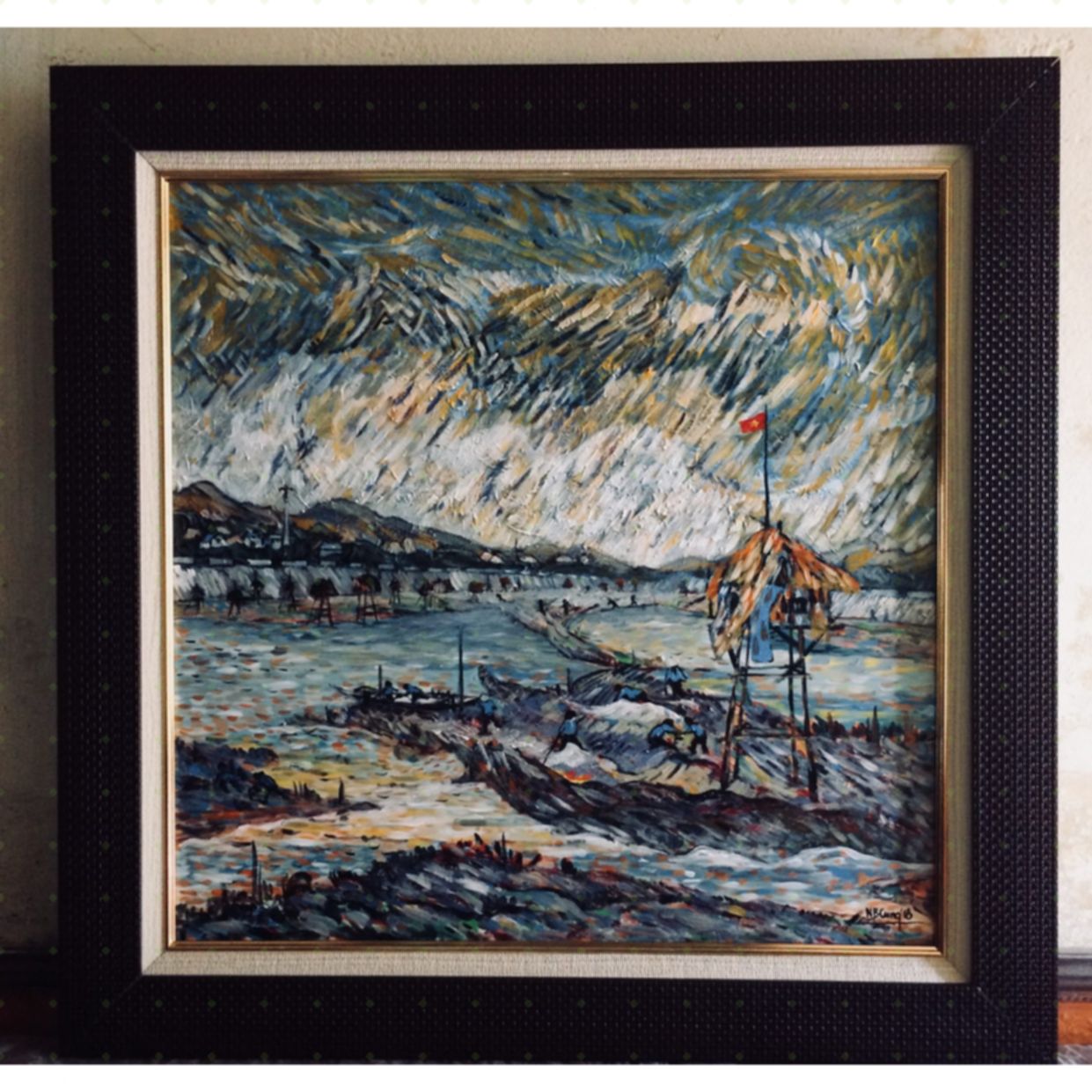 Bá Cung Đầm Ngao tranh acrylic 62x62cm đẳng cấp 2018 