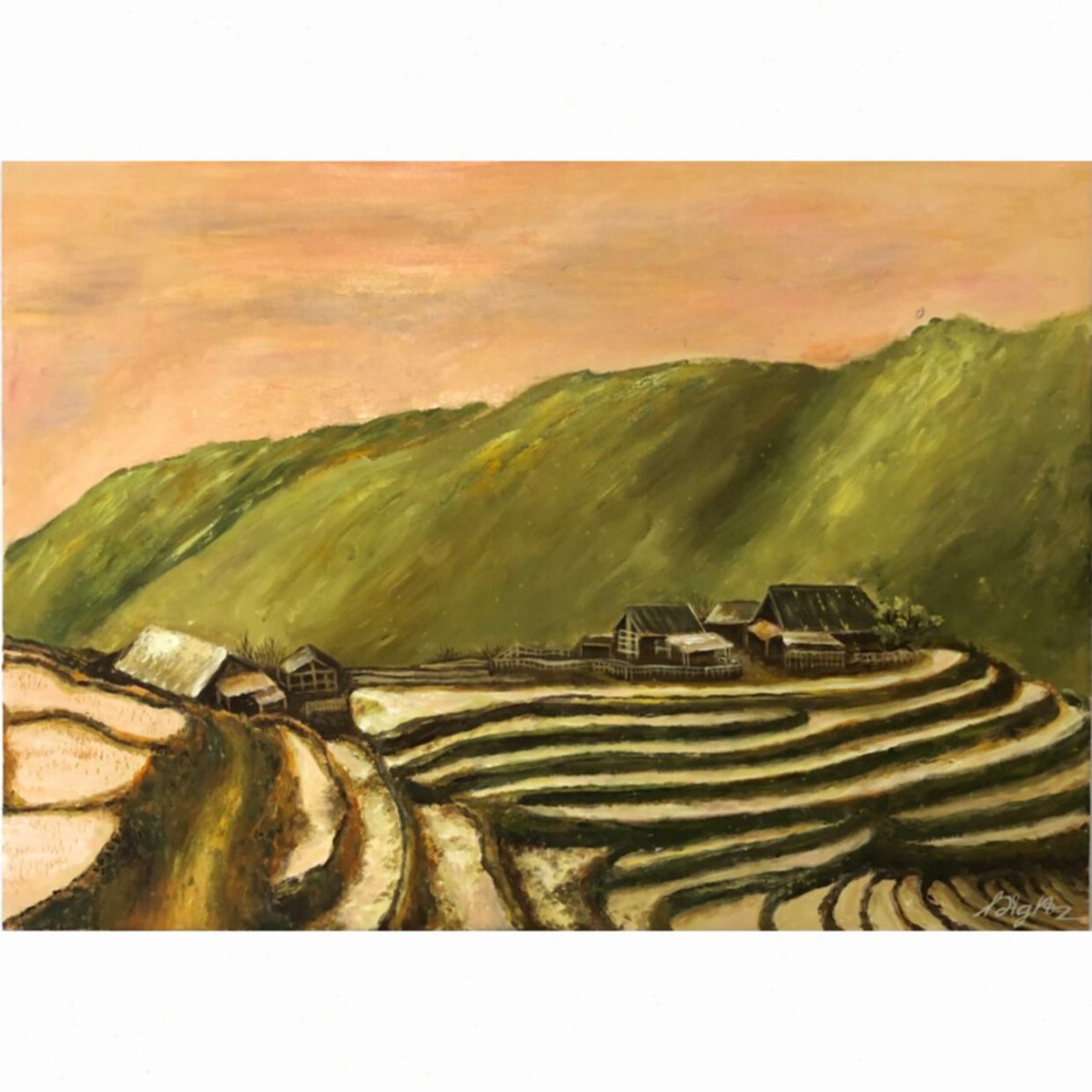 Tranh Phong Cảnh Vùng Cao Bình Yên Sang Trọng Tặng Quà 