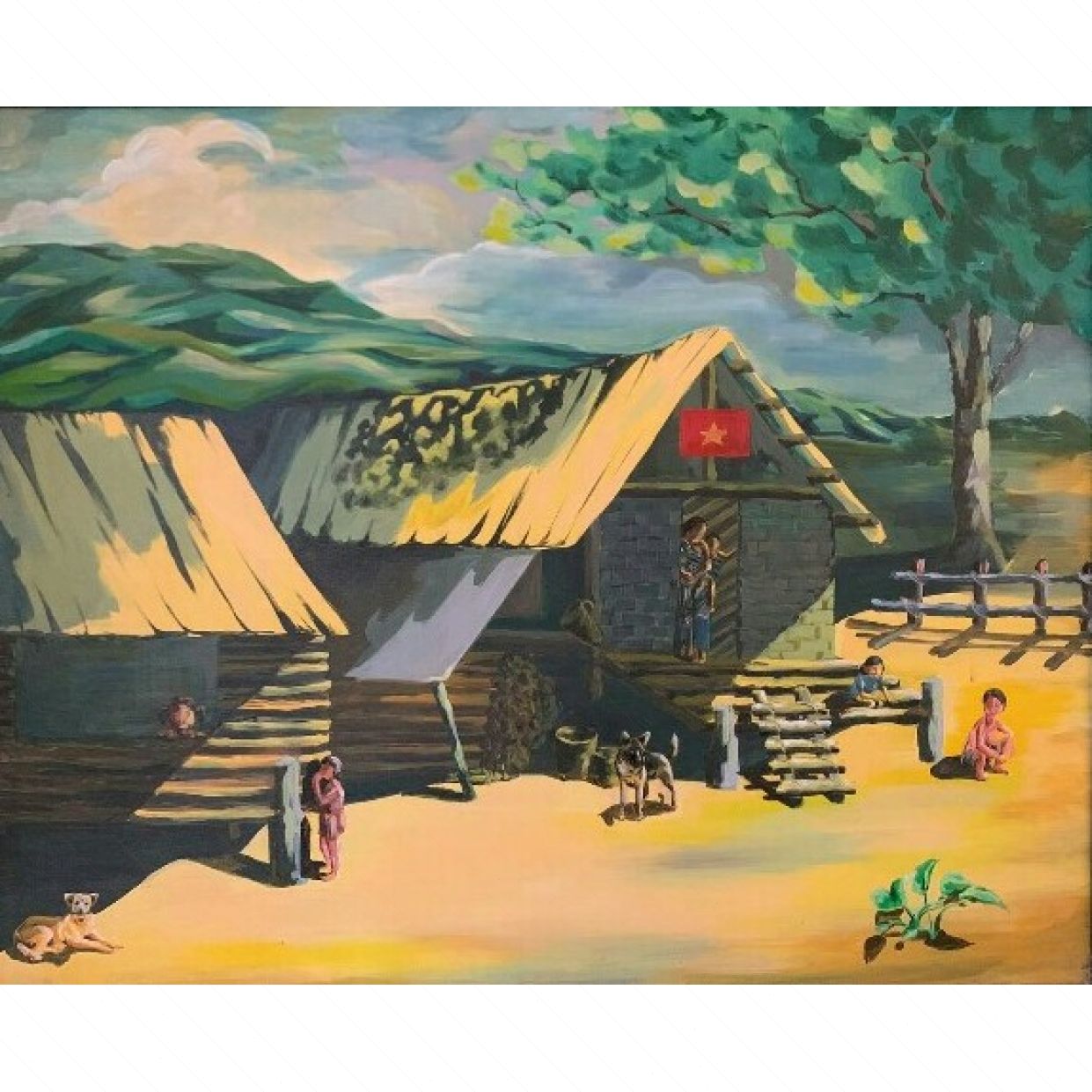 Tranh Vùng Cao Thanh Bình Bản Em - Acrylic 80x120, Độc Bản 