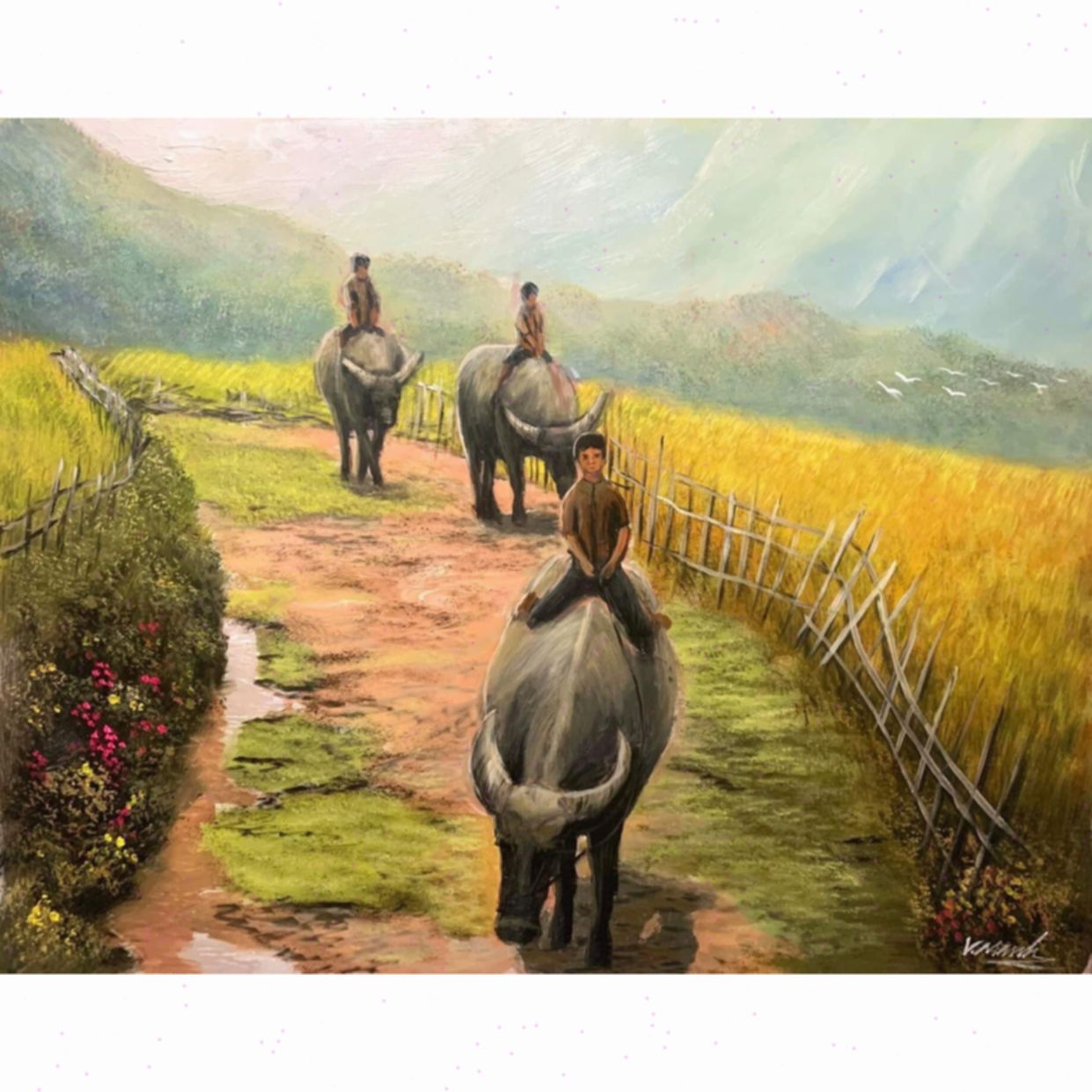 Tranh Sơn Dầu Trên Rẻo Cao - Độc Bản, Chất Lượng Cao, Kích Thước Lớn 