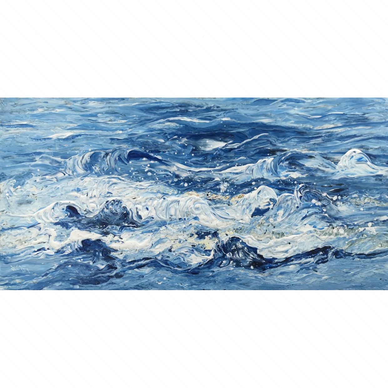 Tranh biển Hứa Dũng acrylic 60x120cm, trang trí nghệ thuật 