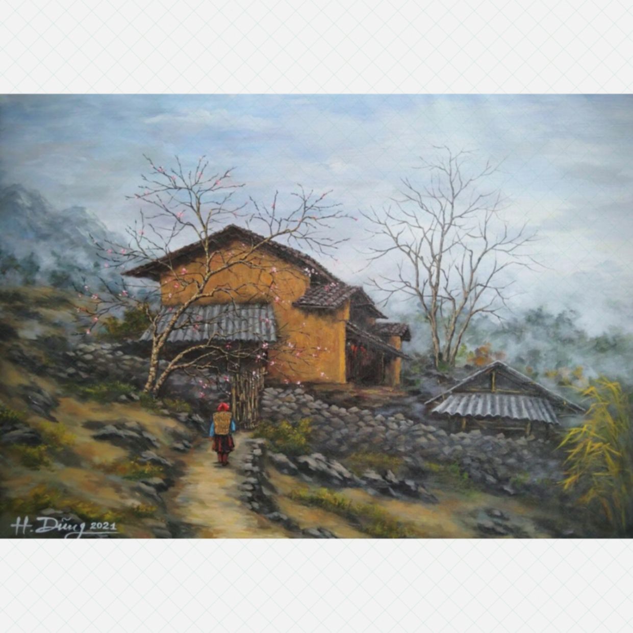 Tranh Phong Cảnh Cuối Đông Acrylic Toan Hàn 60x85cm Độc Bản 