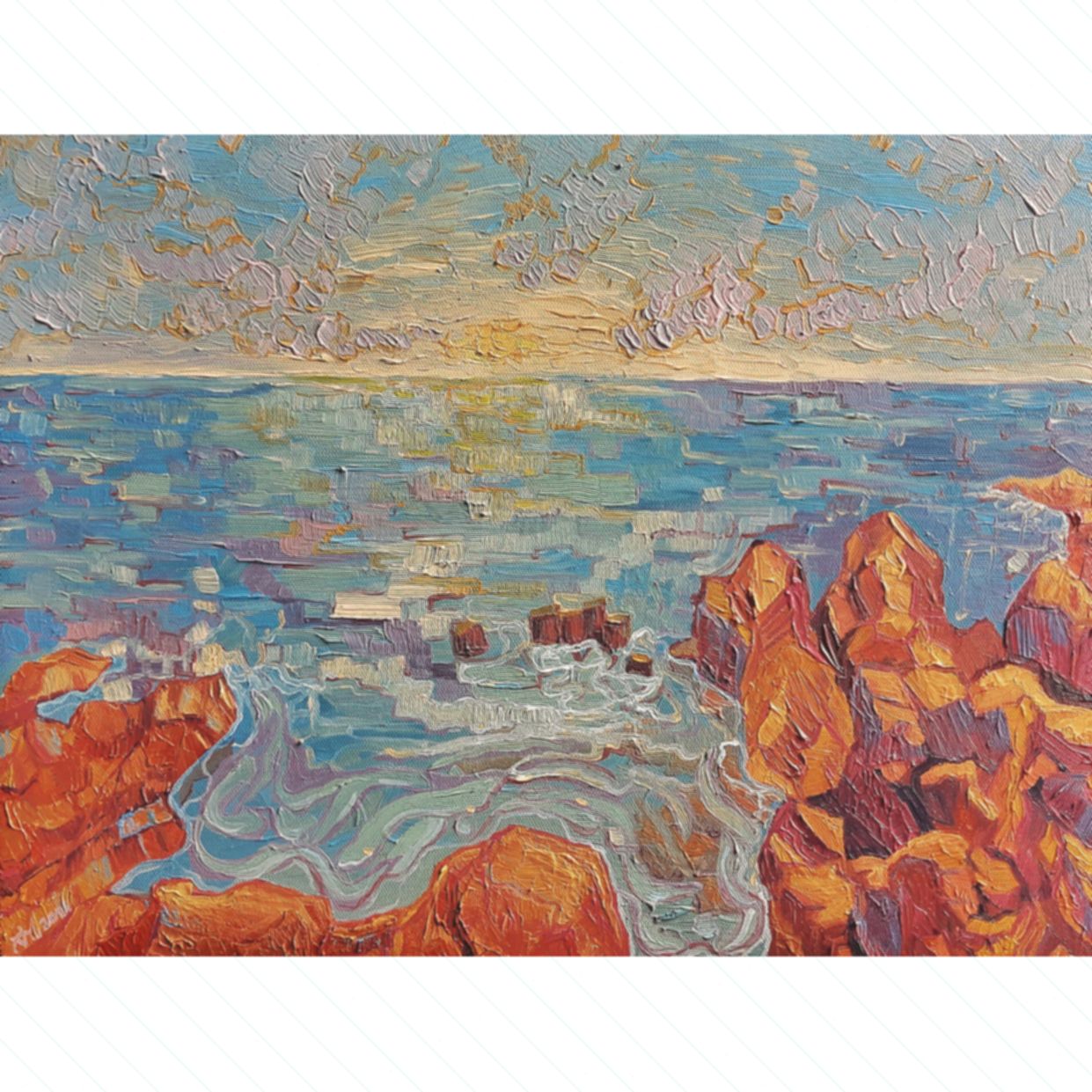 Tranh Sơn Dầu Cù Lao Xanh 30x42cm Độc Bản Kích Thước Chuẩn 