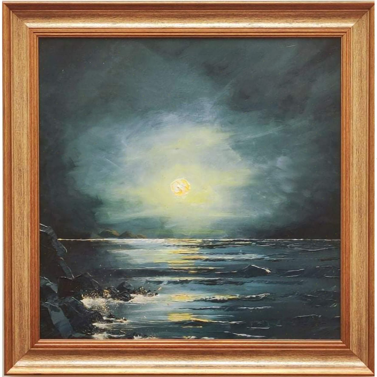 Tranh Phong Cảnh Trăng Tan Độc Bản Acrylic 60x60cm 
