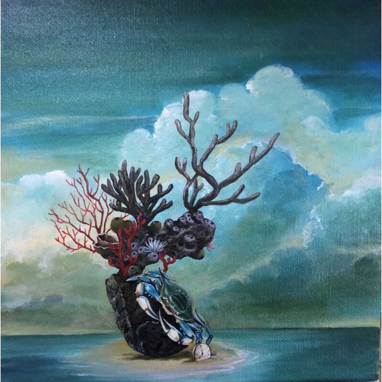 Tranh Biển Giấc Mơ Acrylic 50x50cm Độc Bản Cao Cấp 