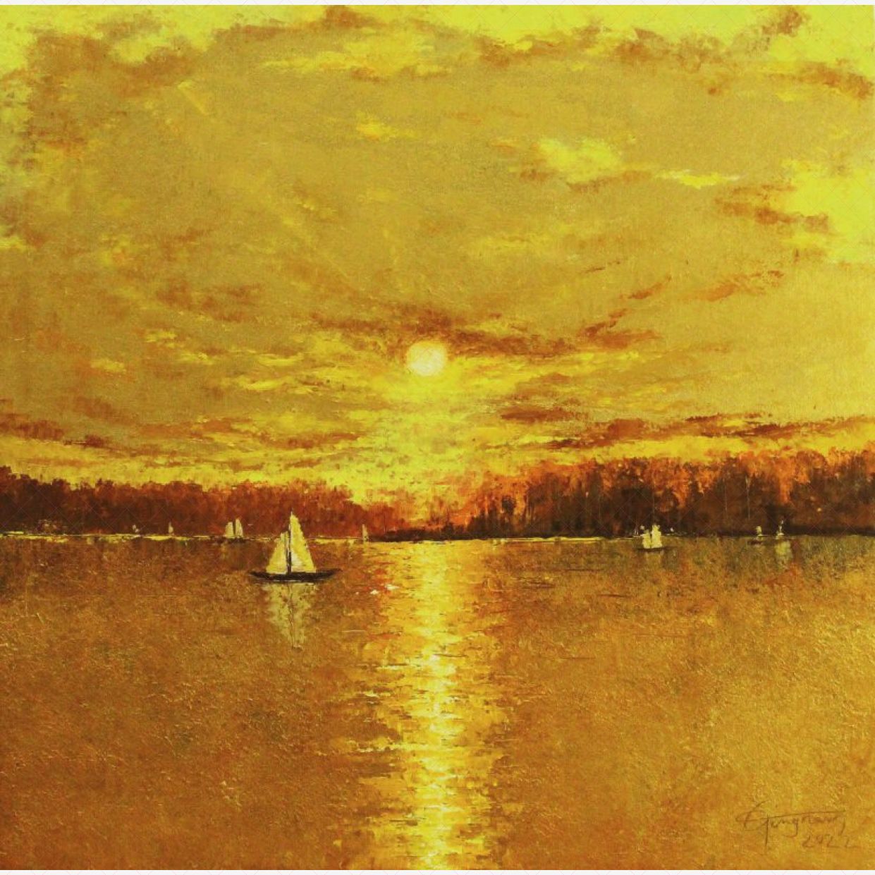 Tranh Phong Cảnh Biển Thu Đẹp Kích Thước Lớn Acrylic 80x80 