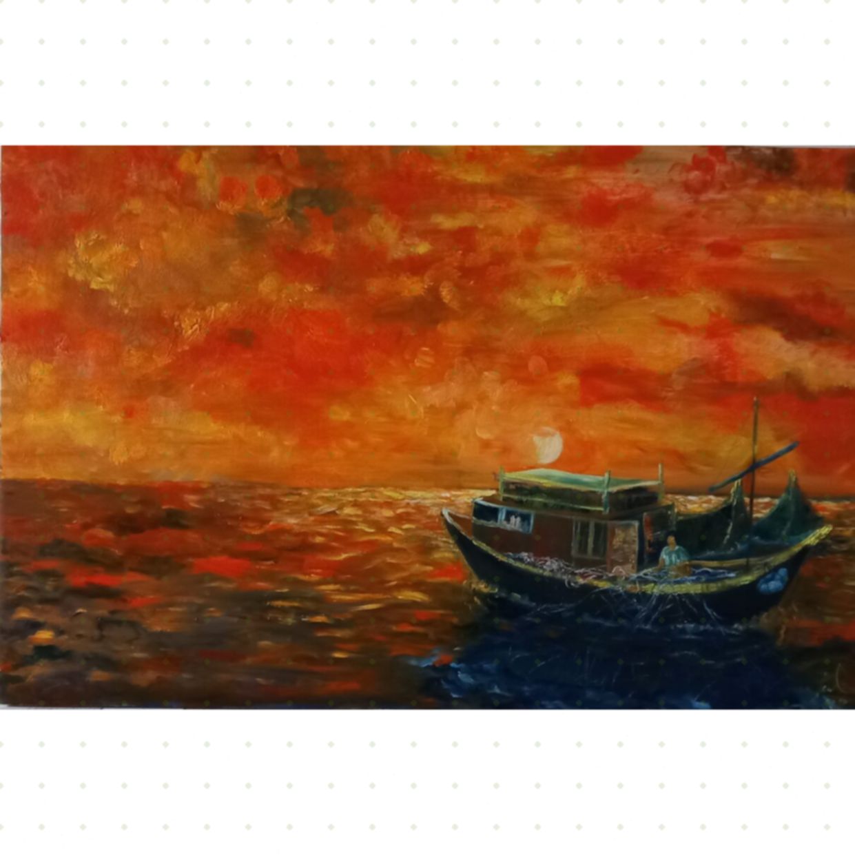 Tranh Phong Cảnh Biển Sơn Dầu 80x120cm Độc Bản Sang Trọng 
