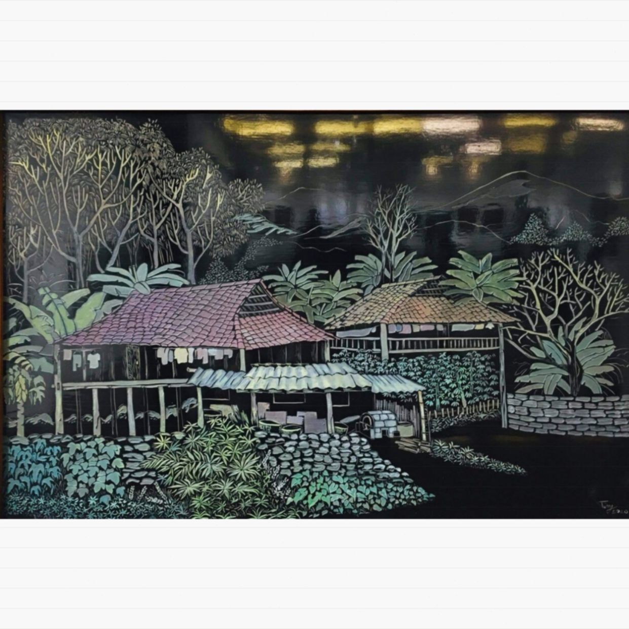 Tranh Sơn Mài Vùng Cao Lối Về 40x60cm Siêu Đẹp Độc Bản 