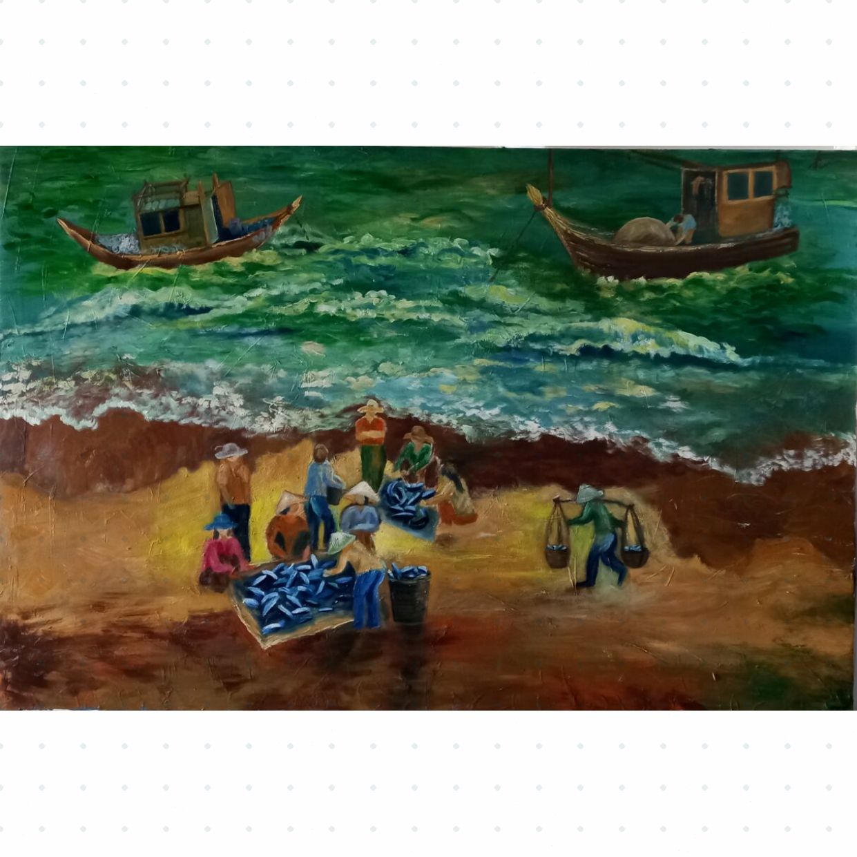 Tranh Sơn Dầu Biển Mưu Sinh Độc Bản Chất Lượng Cao 80x120cm 