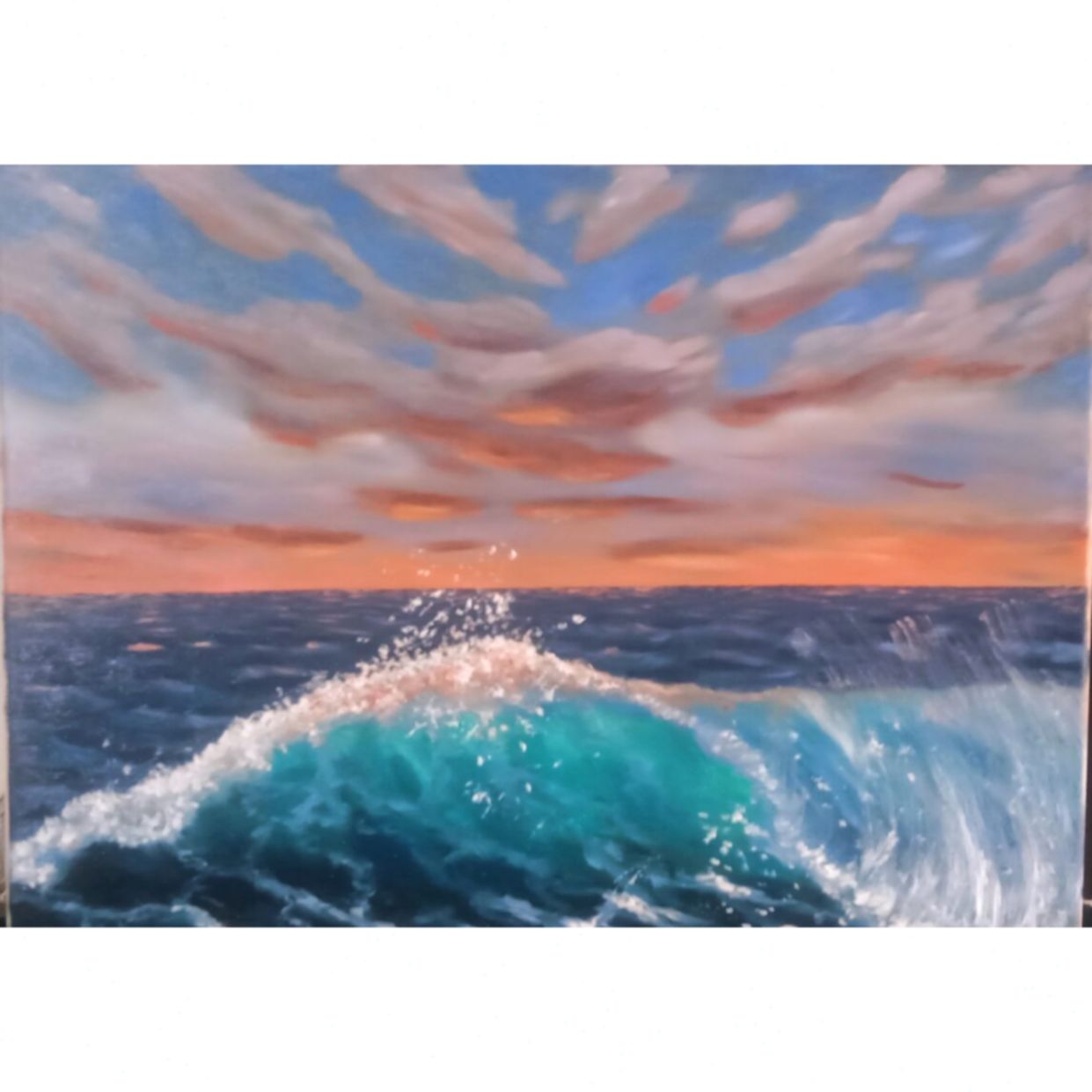 Tranh Phong Cảnh Biển Hoàng Hôn Sơn Dầu Kích Thước 30x40cm 