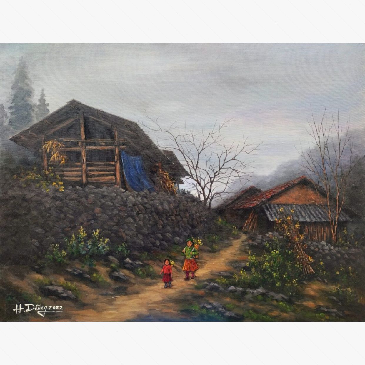 Tranh Phong Cảnh Vùng Cao Acrylic độc bản 65x90 sang trọng 