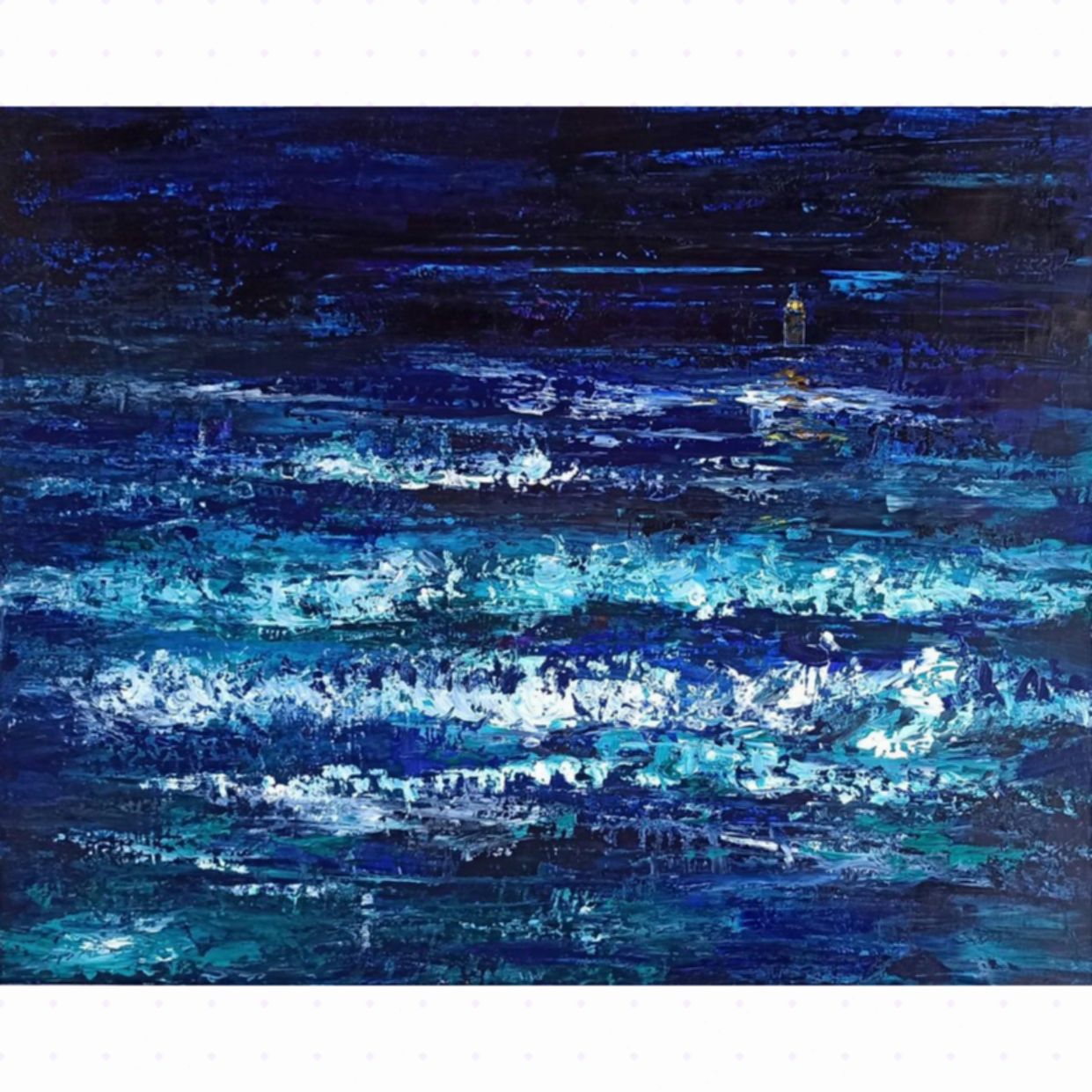 Tranh biển đêm độc bản acrylic canvas đẹp kích thước lớn 
