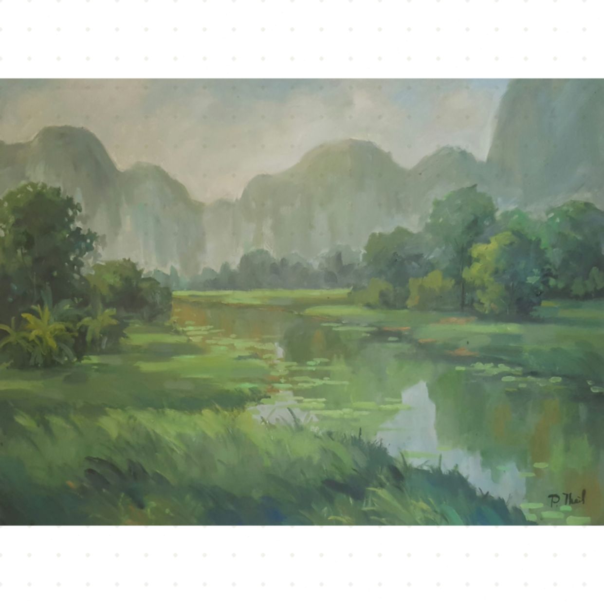 Tranh Sông Quê Sơn Dầu Thành Phạm 60x80 Hiện Thực Giá Tốt 