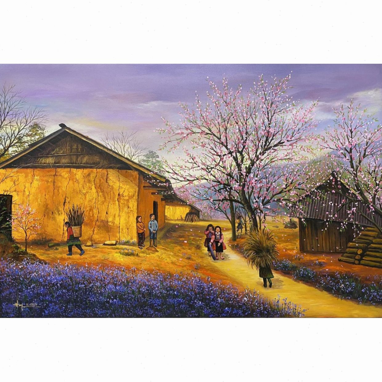 Tranh Acrylic Phong Cảnh Vùng Cao Kích Thước Lớn 80x120cm 