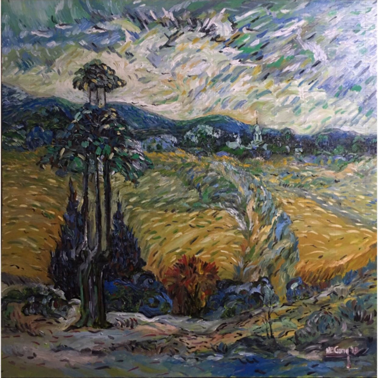 Bá Cung Tranh Vào vụ 2019, canvas dầu, nghệ thuật độc đáo 