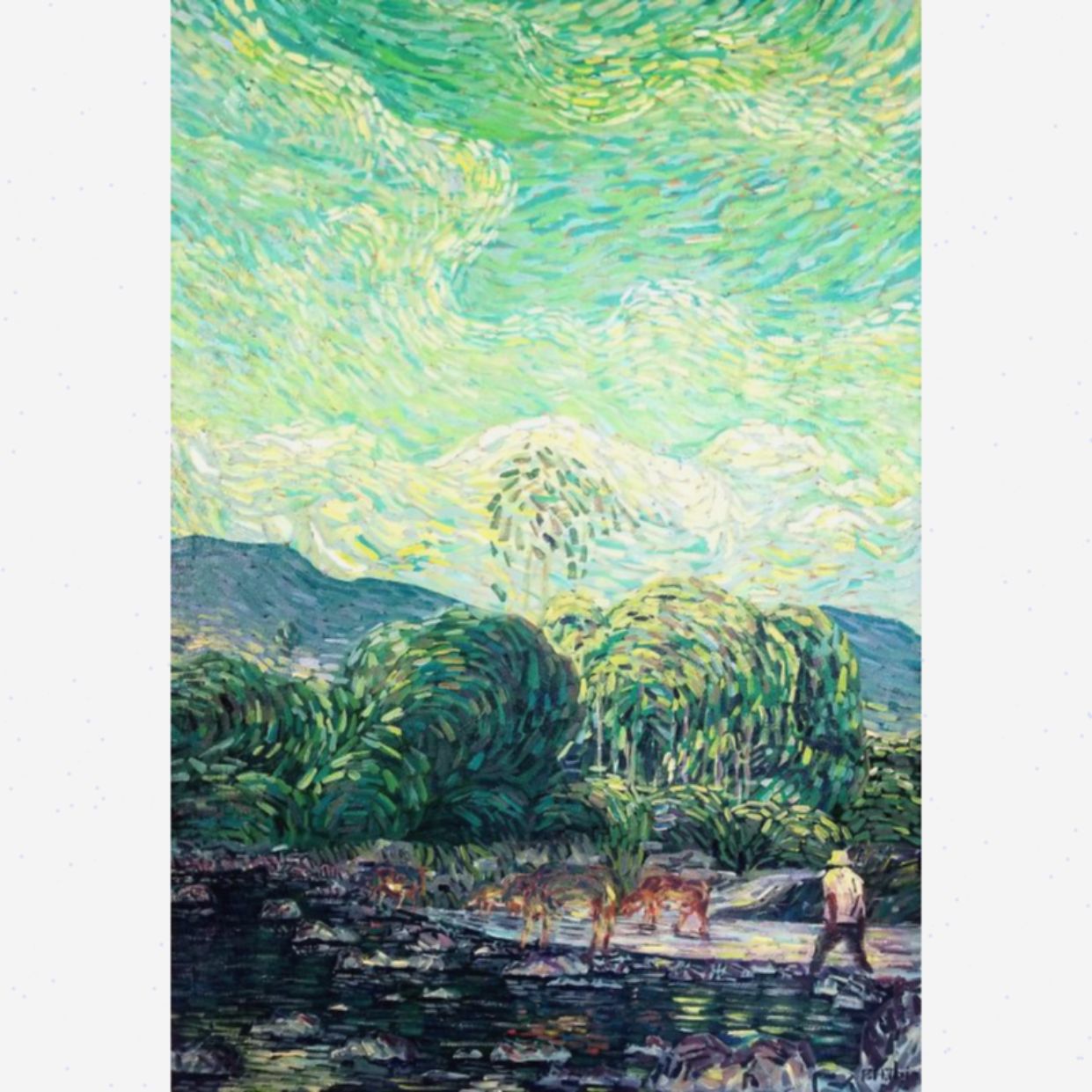 Tranh Vùng Cao Bên Suối Acrylic 60x90 2023 Trang Trí Nhà Đẹp 