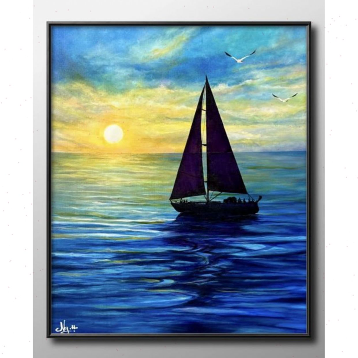 Tranh Acrylic Biển Sáng Tạo 60x50cm Độc Bản Giá Tốt 