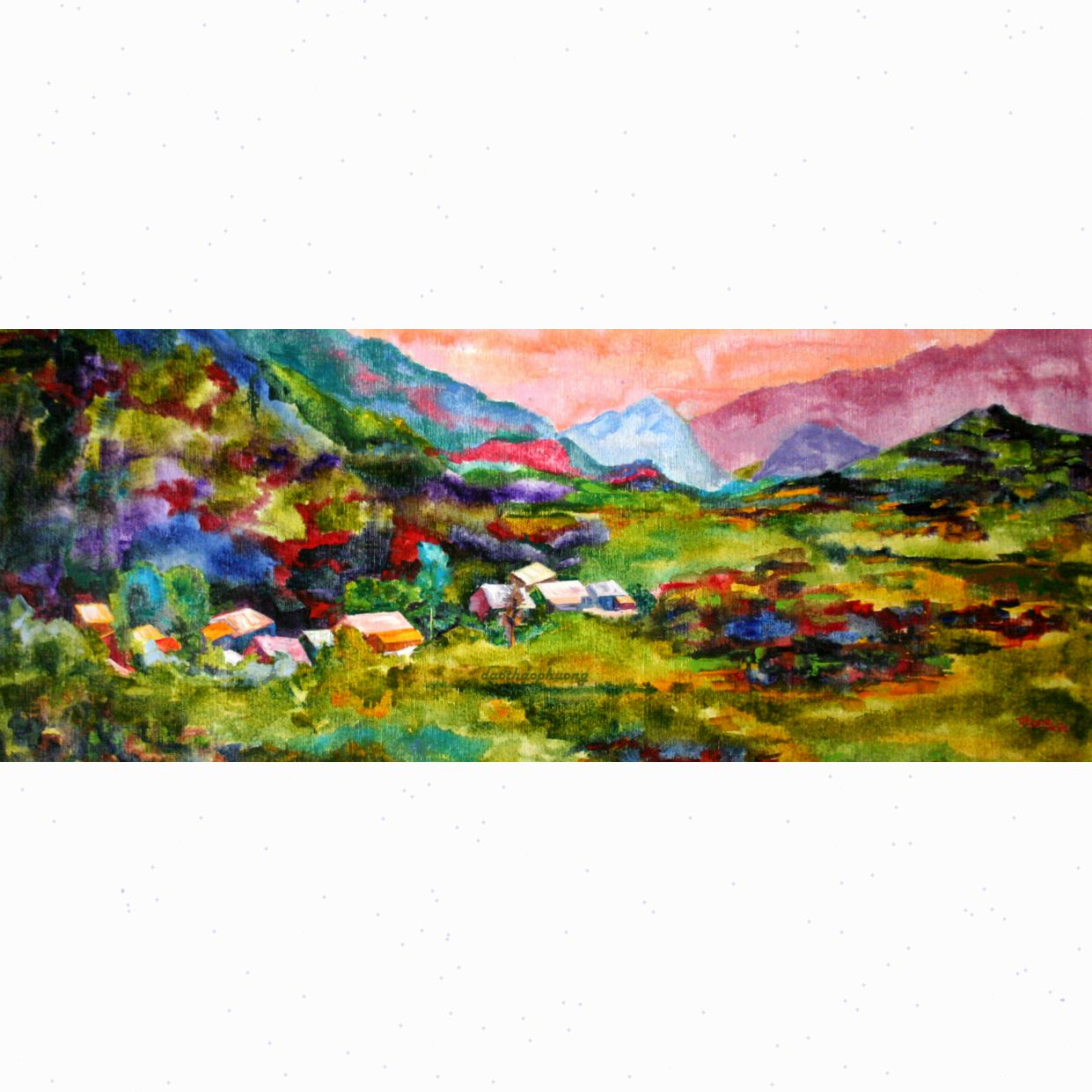 Tranh Phong Cảnh Vùng Cao độc bản chất liệu Acrylic 40x95cm 