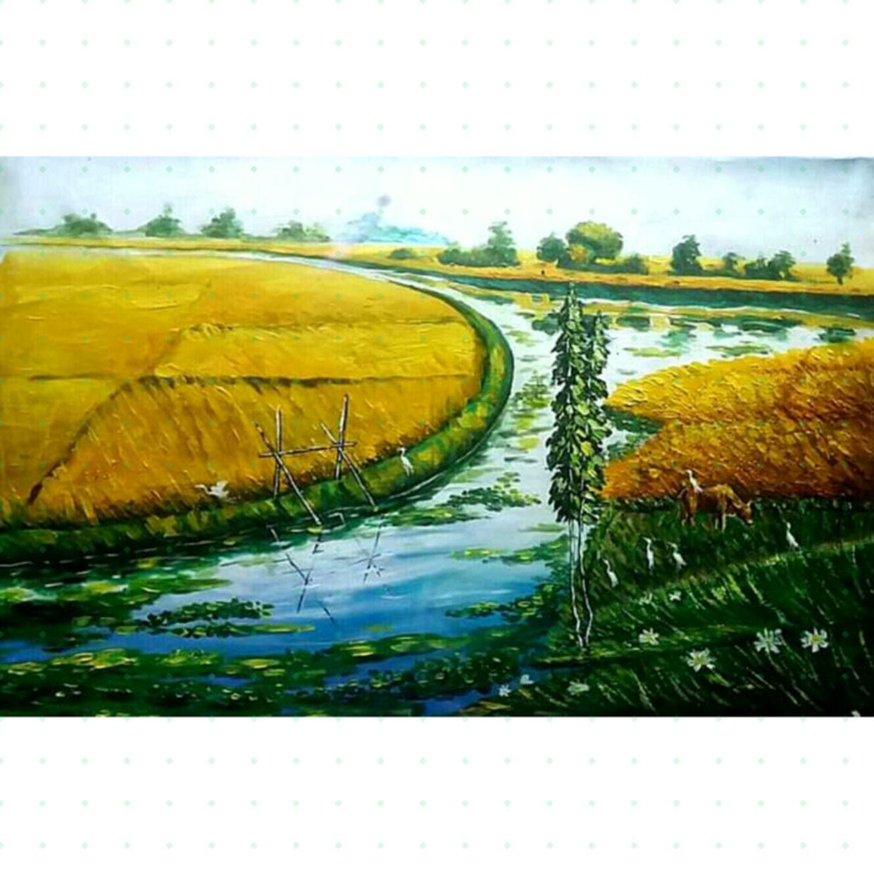 Tranh Nét Quê Quang Quý 50x70cm Acryli sang trọng 