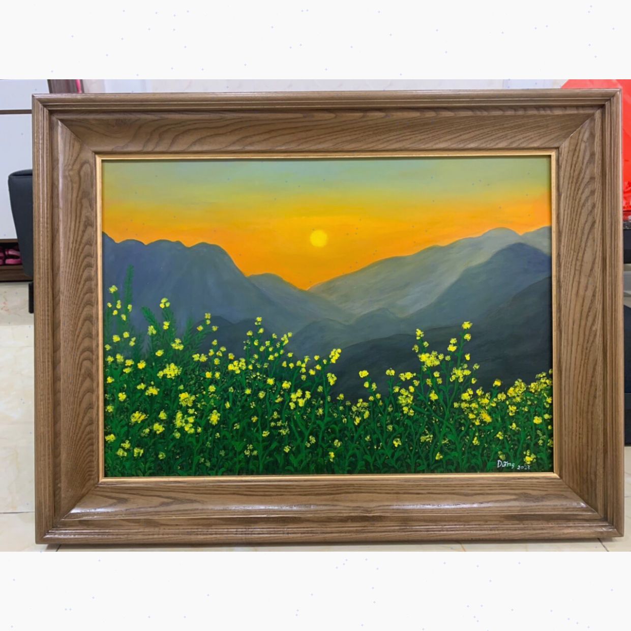 Tranh Sơn Dầu Vùng Cao Hoa Cải 50x70cm Đẹp Trang Trí Nội Thất 