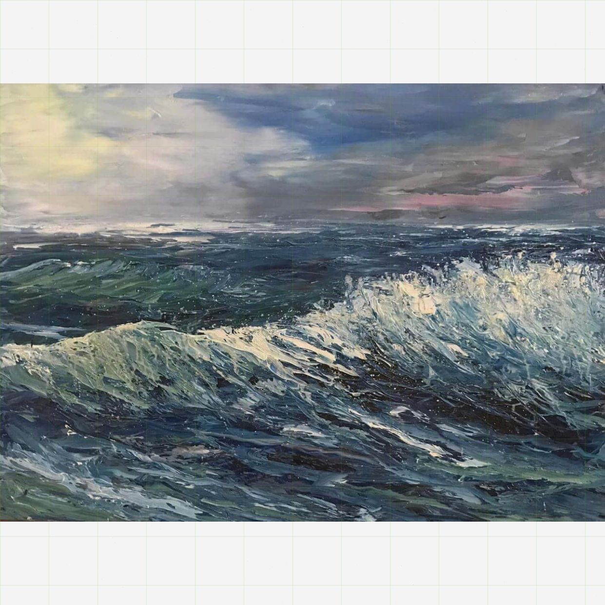 Tranh Phong Cảnh Biển Sóng Đẹp Acrylic Canvas Kích Thước Lớn 