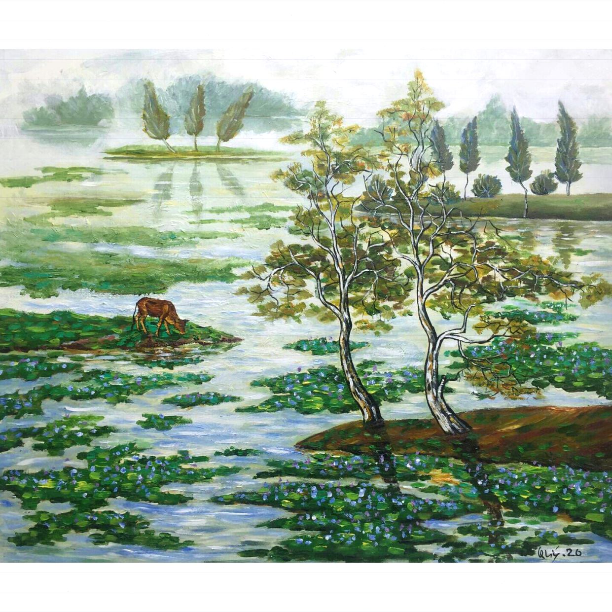 Tranh Đồng Quê Acrylic 70x80cm Trang Trí Nhà Đẹp Mua Ngay 