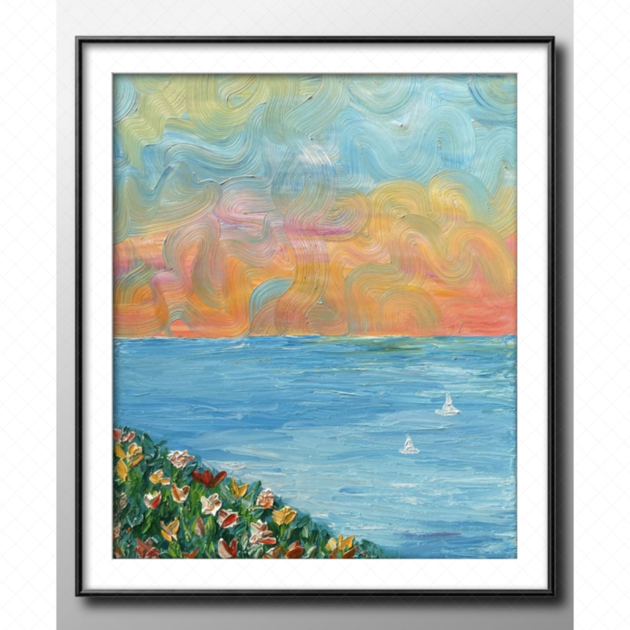Tranh Phong Cảnh Biển Sơn Dầu Độc Bản Kích Thước 60x50cm 