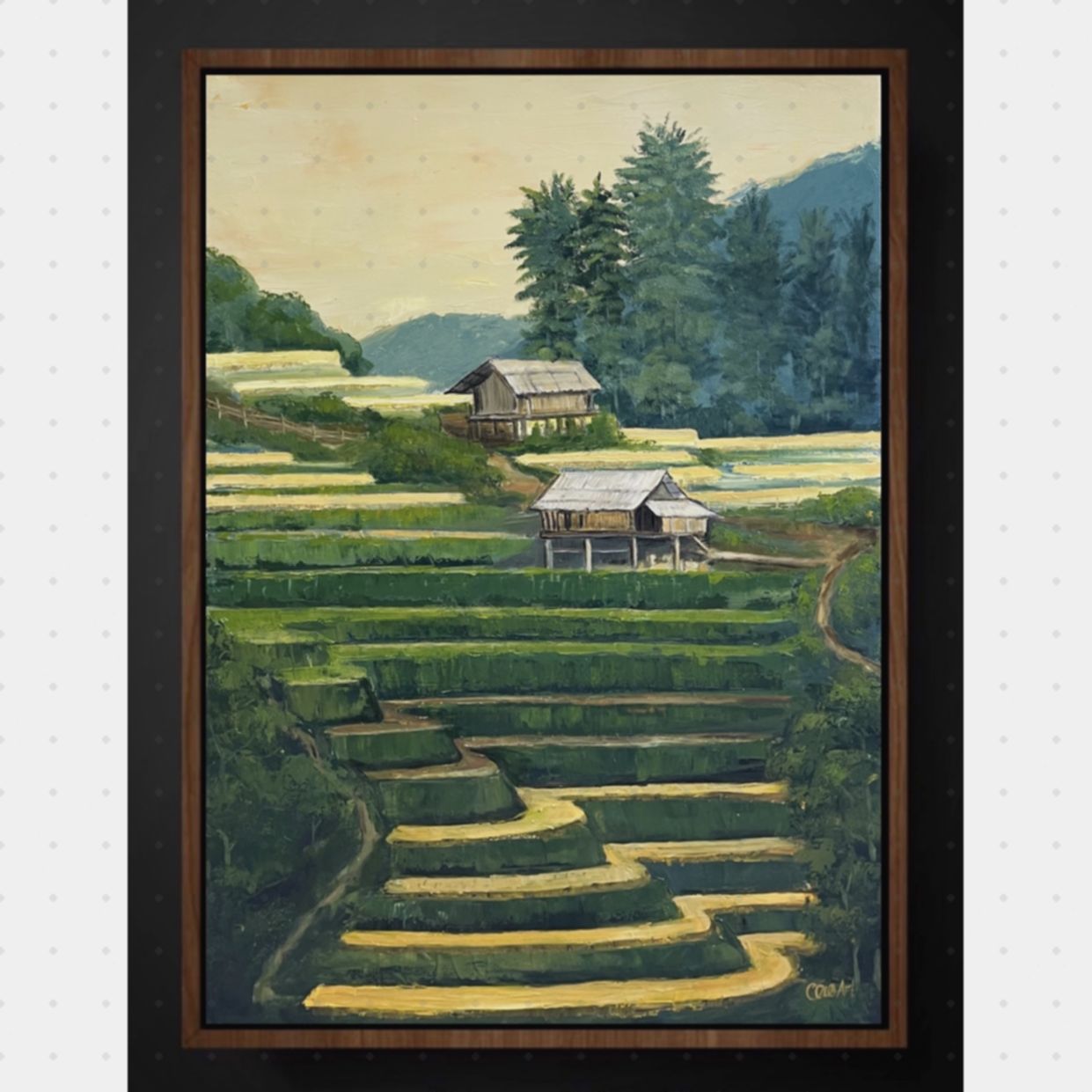 Tranh Phong Cảnh Vùng Cao Bản Thượng Acrylic 50x70 Độc Bản 