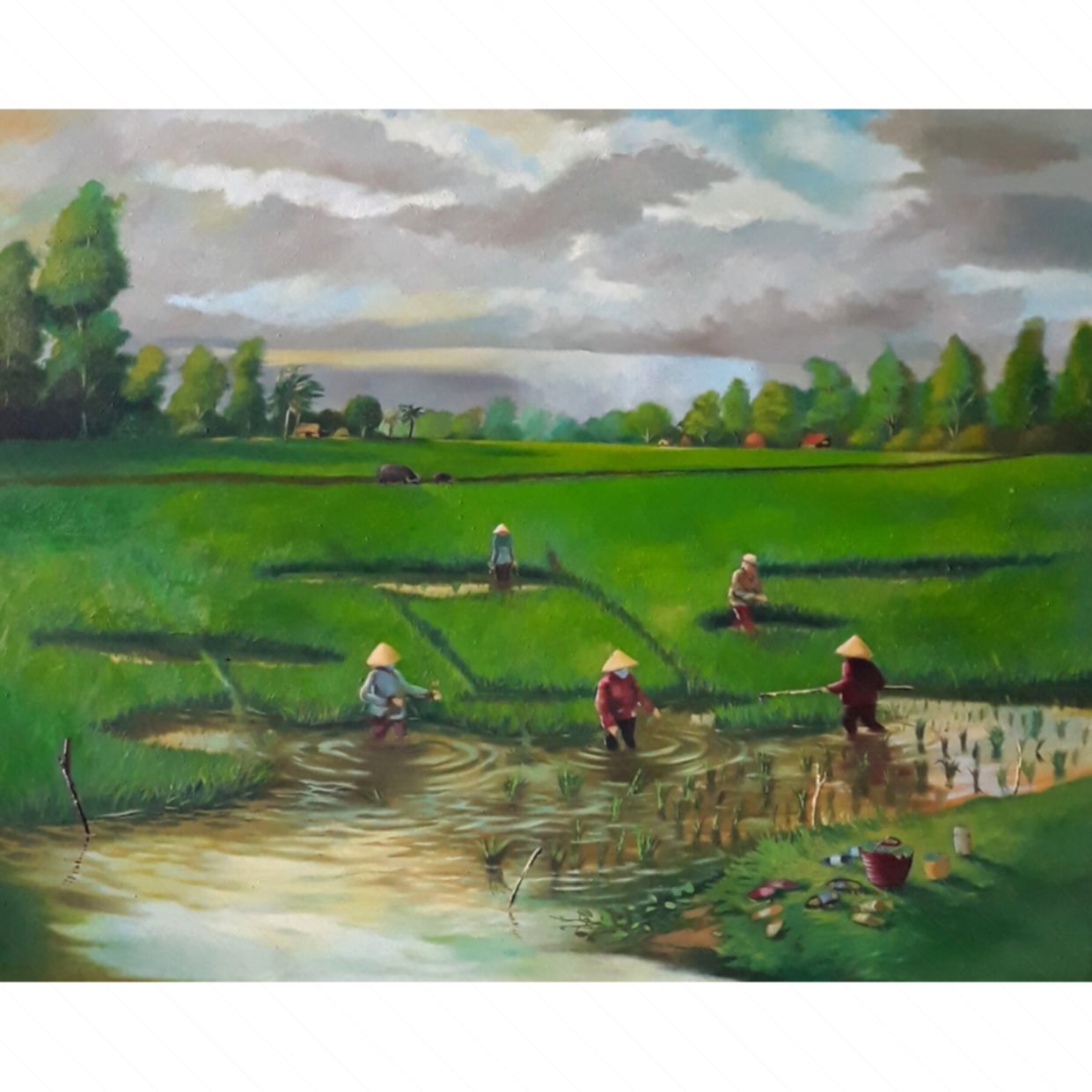 Tranh Hoàng Thuấn Mùa Vụ Mới Sơn Dầu Toan 80x100cm Tác Phẩm 2020 