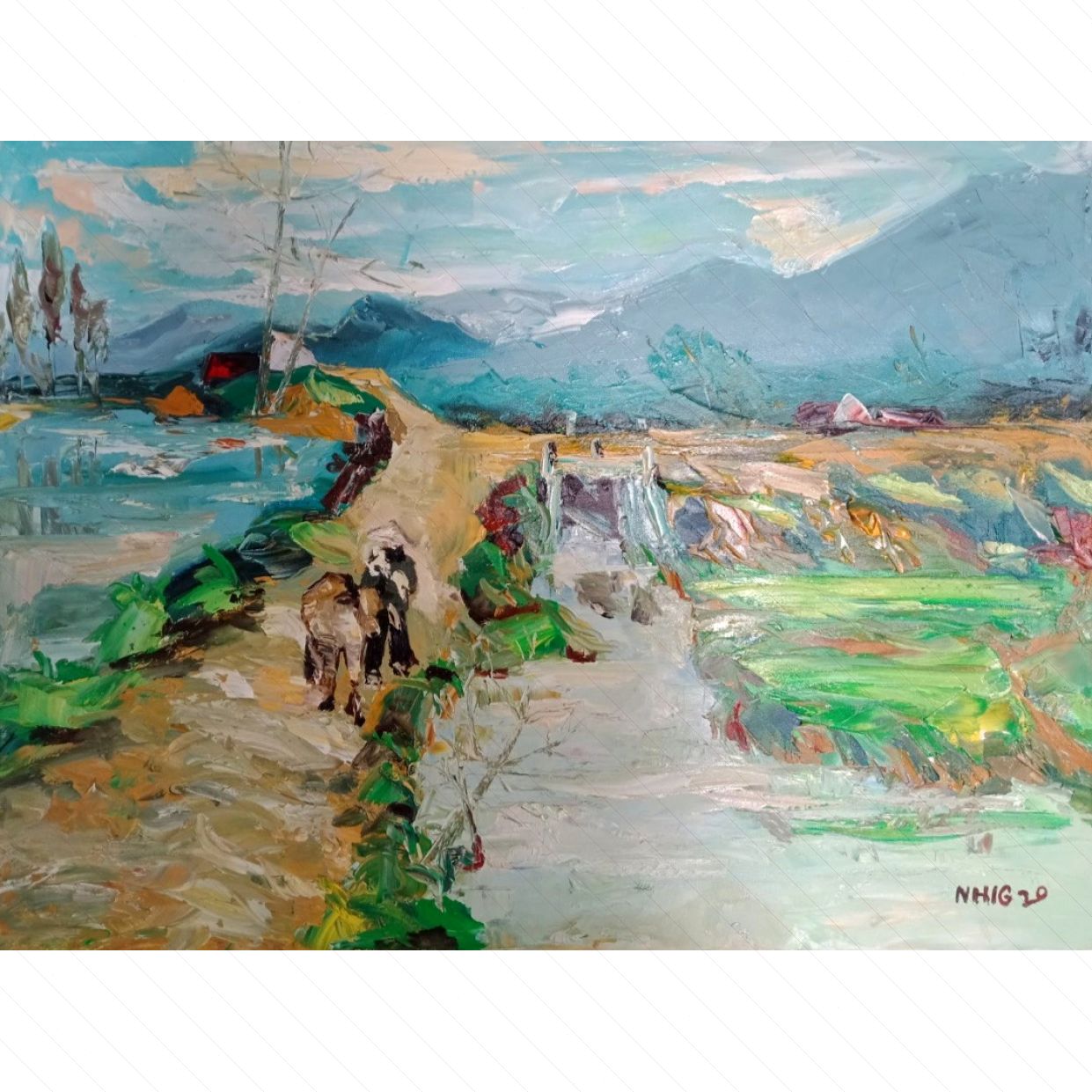 Tranh Sơn Dầu Đồng Quê 60x80cm Trang Trí Nhà Cửa Đẹp 