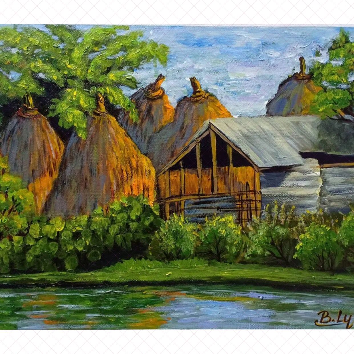 Bích Ly Góc quê Acrylic 30x40cm - Trang trí tinh tế, bền bỉ 
