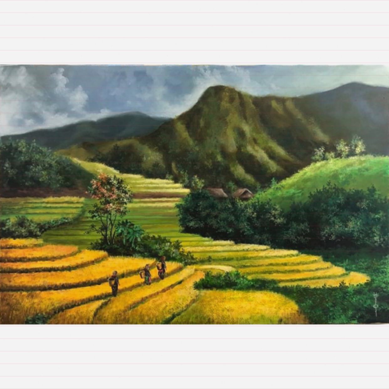 Tranh Mùa Lúa Chín Acrylic 60x90cm độc bản Tác Quyền Họa Sĩ 