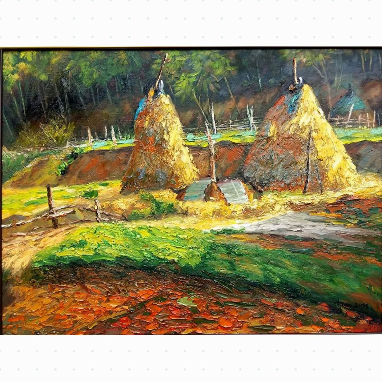 Tranh Đồng Quê Sơn Dầu 60x80cm Độc Bản Đẹp Giá Tốt 