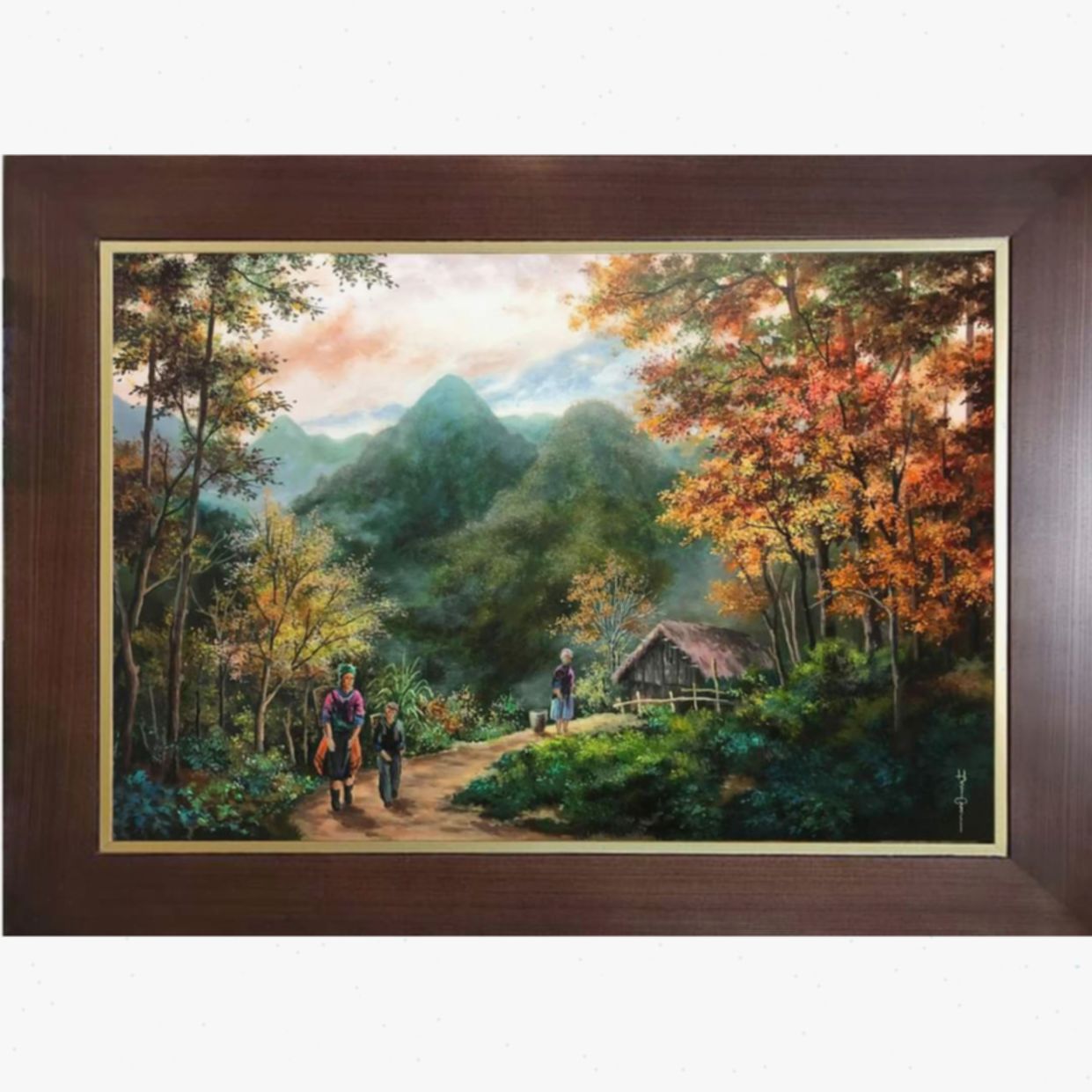 Tranh phong cảnh cao nguyên lá đỏ Acrylic 60x90 tranh độc bản họa sĩ 