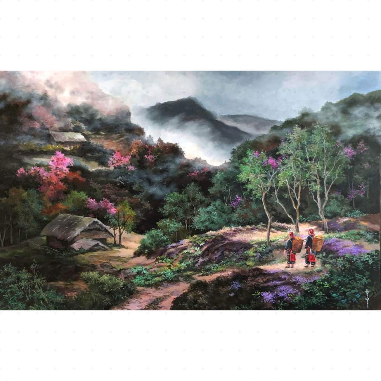 Tranh Phong Cảnh Vùng Cao Lặng Acrylic 80x120cm Độc Bản Sang Trọng 