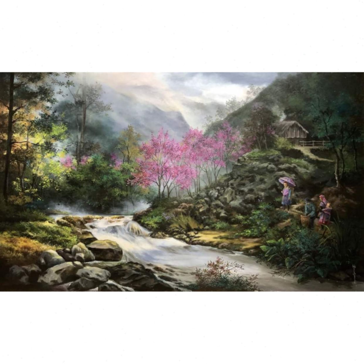Tranh Phong Cảnh Vùng Cao Acrylic 90x150cm Nghệ Thuật Độc Bản 