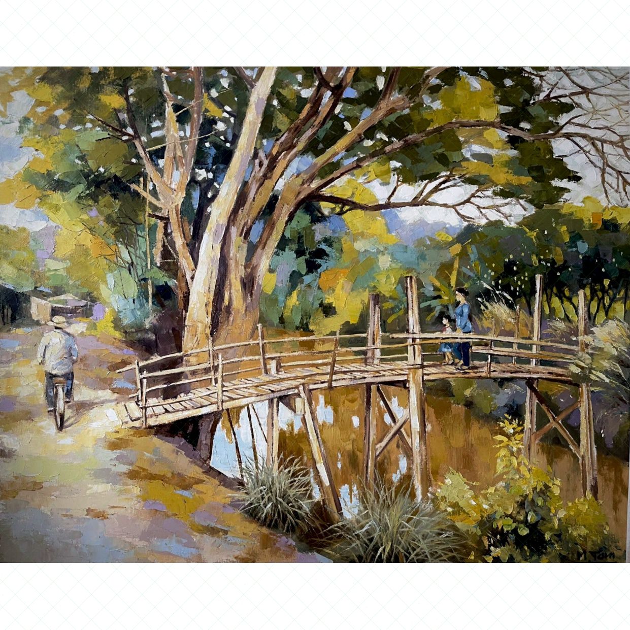 Tranh Sơn Dầu Phong Cảnh Quê Hương Độc Bản Kích Thước Lớn 