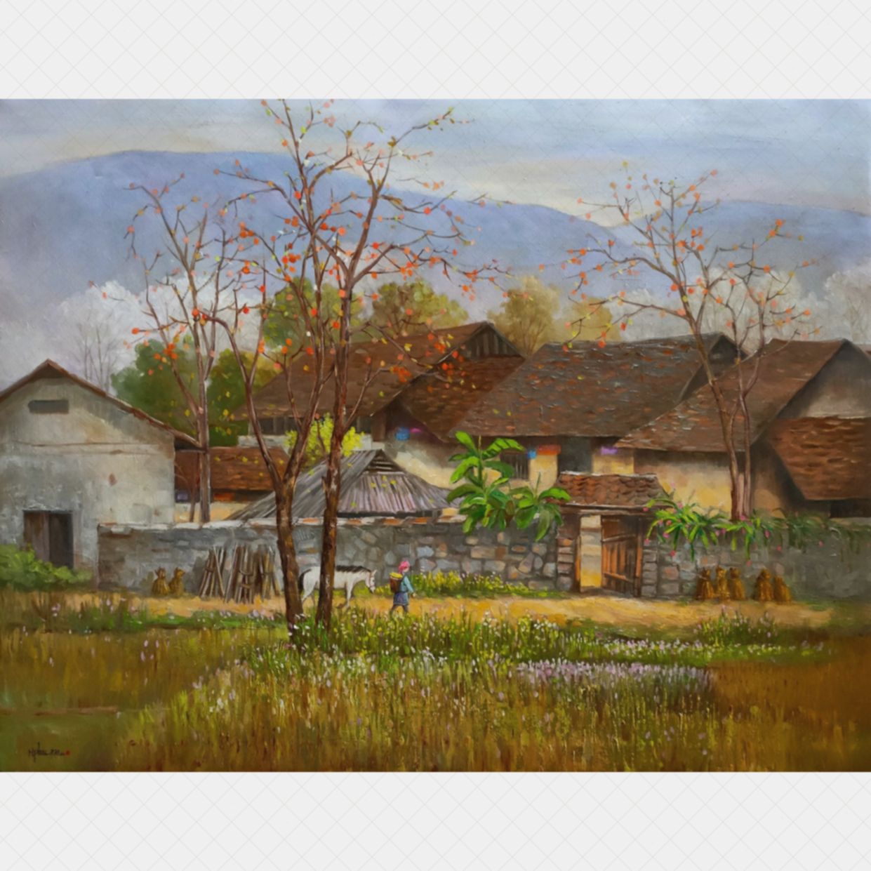 Tranh Sơn Dầu Mùa Trái Chín 70x90cm Độc Bản Sang Trọng 