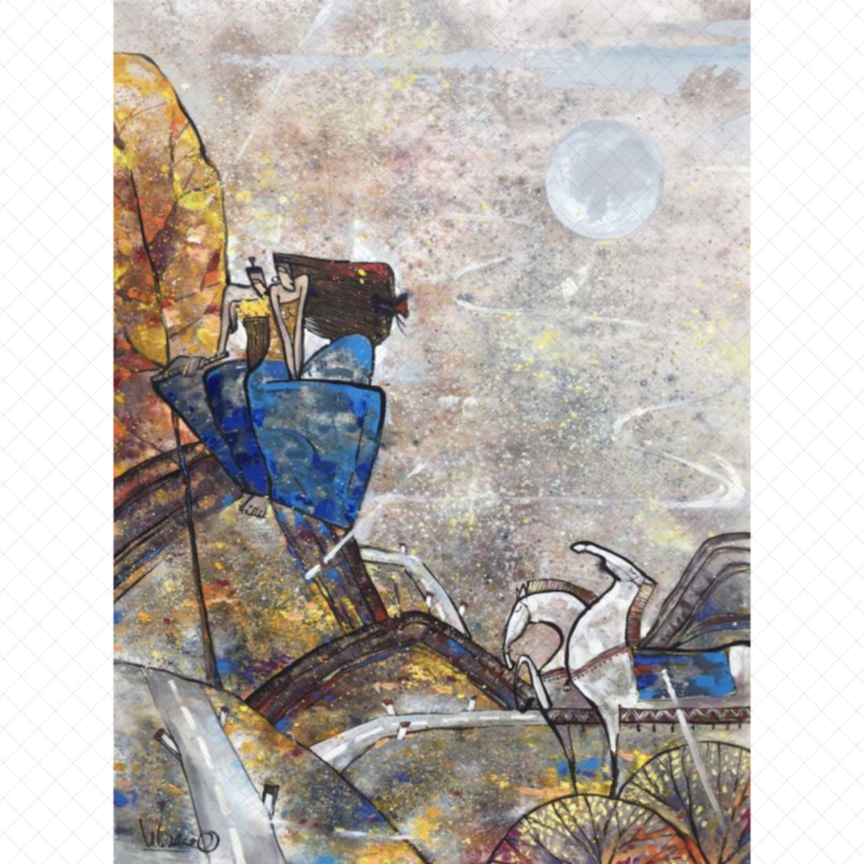 Tranh Vùng Cao Hoa Núi Acrylic 100x150 Nghệ Thuật Đẹp 