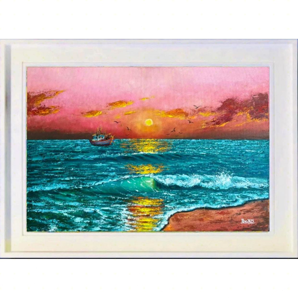 Tranh Phong Cảnh Biển Acrylic Độc Bản Kích Thước 70x100cm 