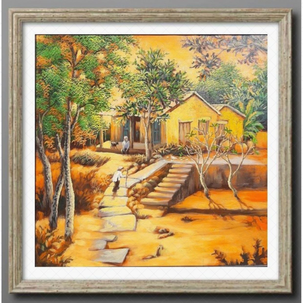Tranh Acrylic Phong Cảnh Độc Bản Kích Thước 50x50cm Chất Lượng Cao 