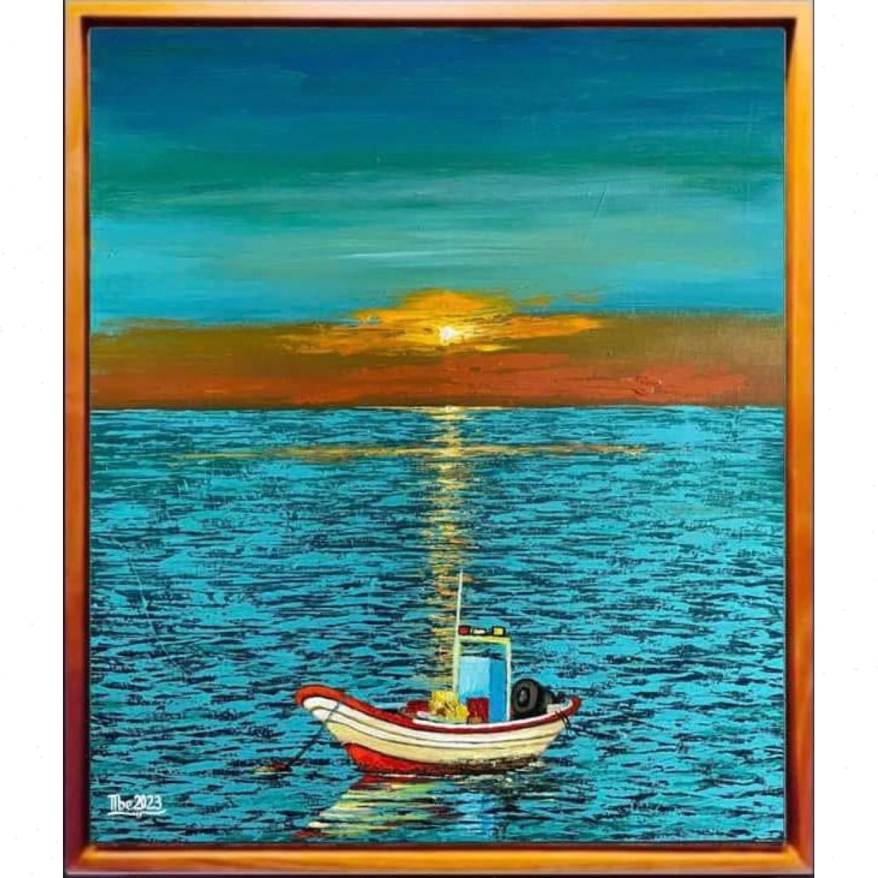 Tranh Biển Bình Minh Acrylic 60x70cm Tác Phẩm Độc Bản Sang Trọng 