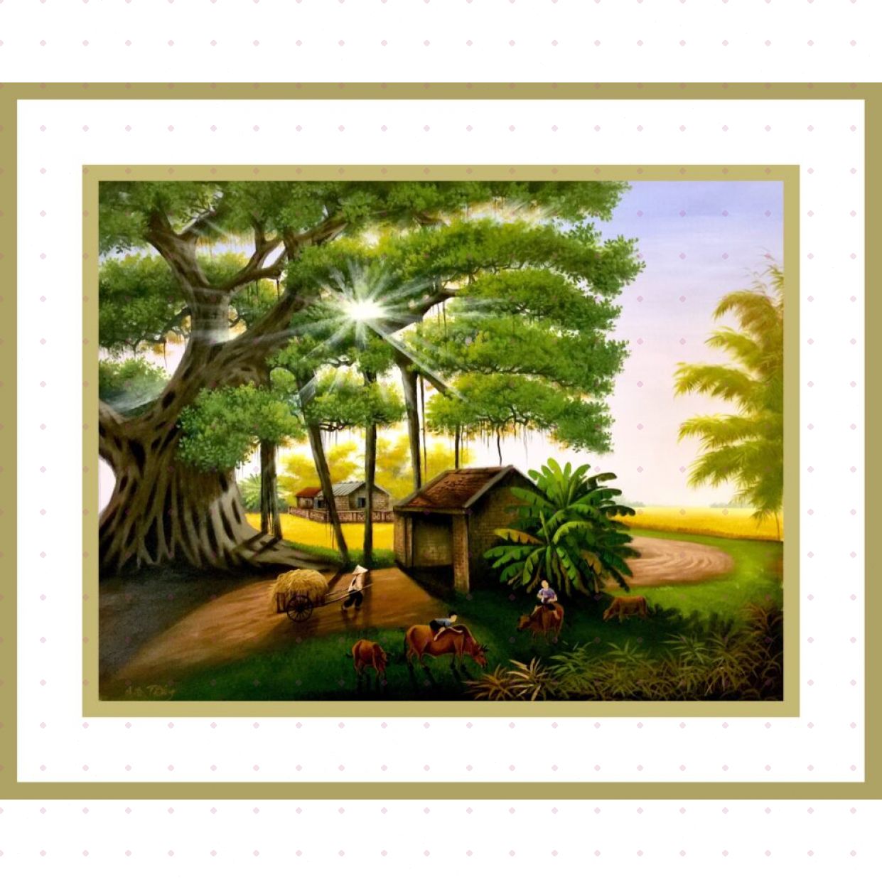 Tranh Đồng Quê Sơn Acrylic 55x72cm - Trang Trí Nhà Đẹp 
