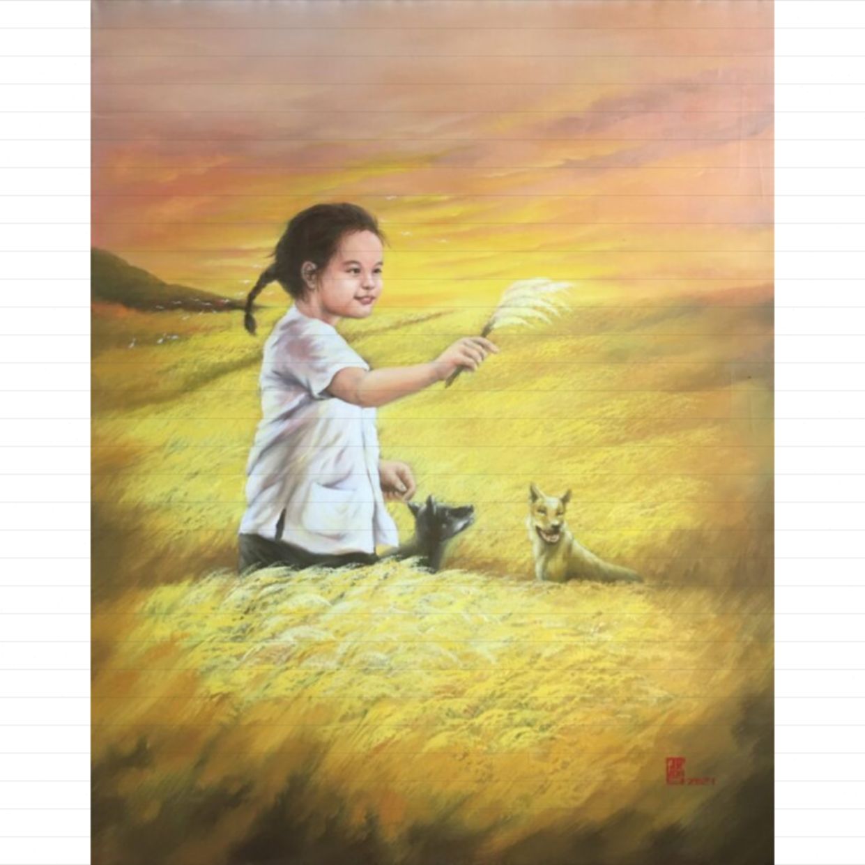 Tranh Phong Cảnh Đồng Quê Acrylic 80x100cm Độc Bản Tác Quyền 