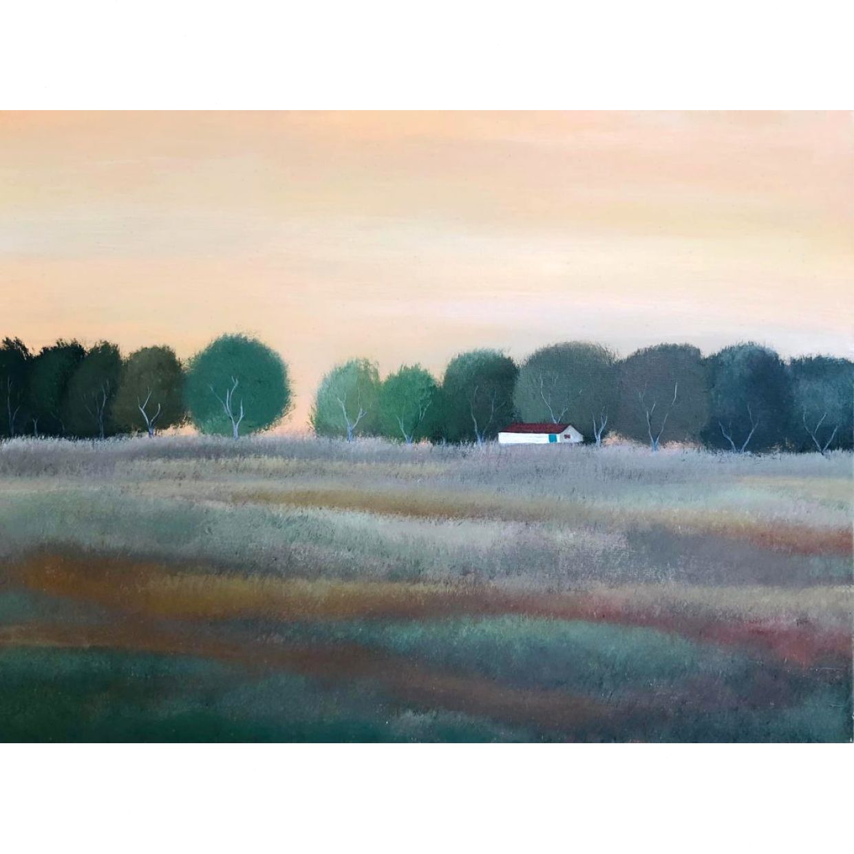 Tranh Phong Cảnh Đồng Quê Chiều Quê 2 Acrylic Độc Bản 80x60cm 