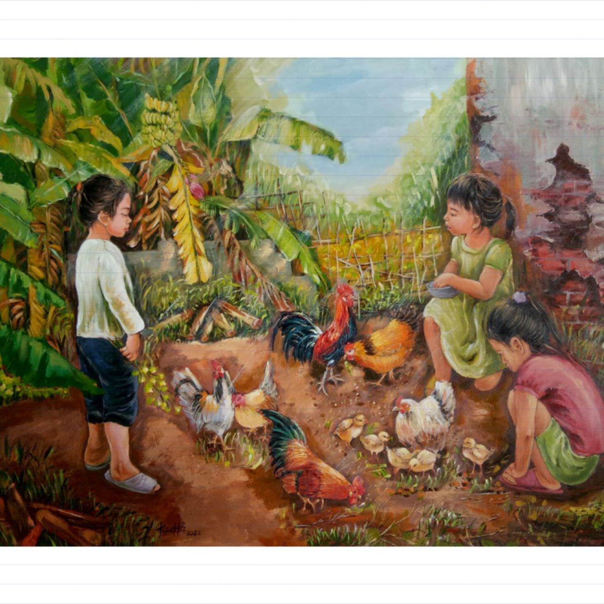 Tranh Phong Cảnh Đồng Quê Acrylic Độc Bản Kích Thước Lớn 