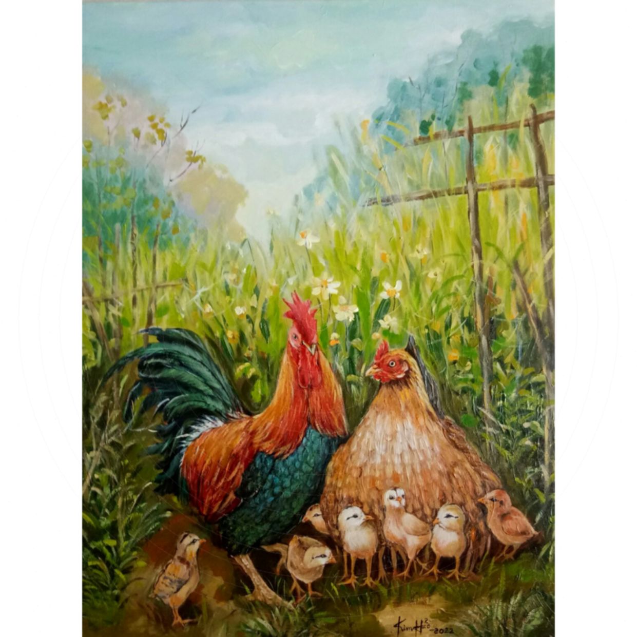 Tranh Phong Cảnh Đồng Quê Tổ Ấm Acrylic 60x80cm Độc Bản Sang Trọng 